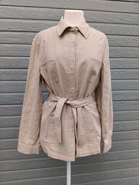 Jones New York Beige Tie-Waist Utility Jacket